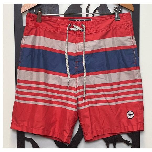 Modern Amusement Striped Board Shorts Size 32 Men Swim Suit - Picture 1 of 9